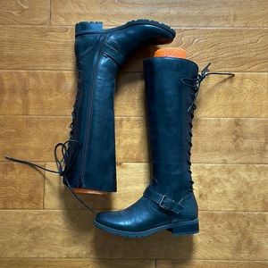 Sofft Black Kristie Corset Leather Boot Size 8